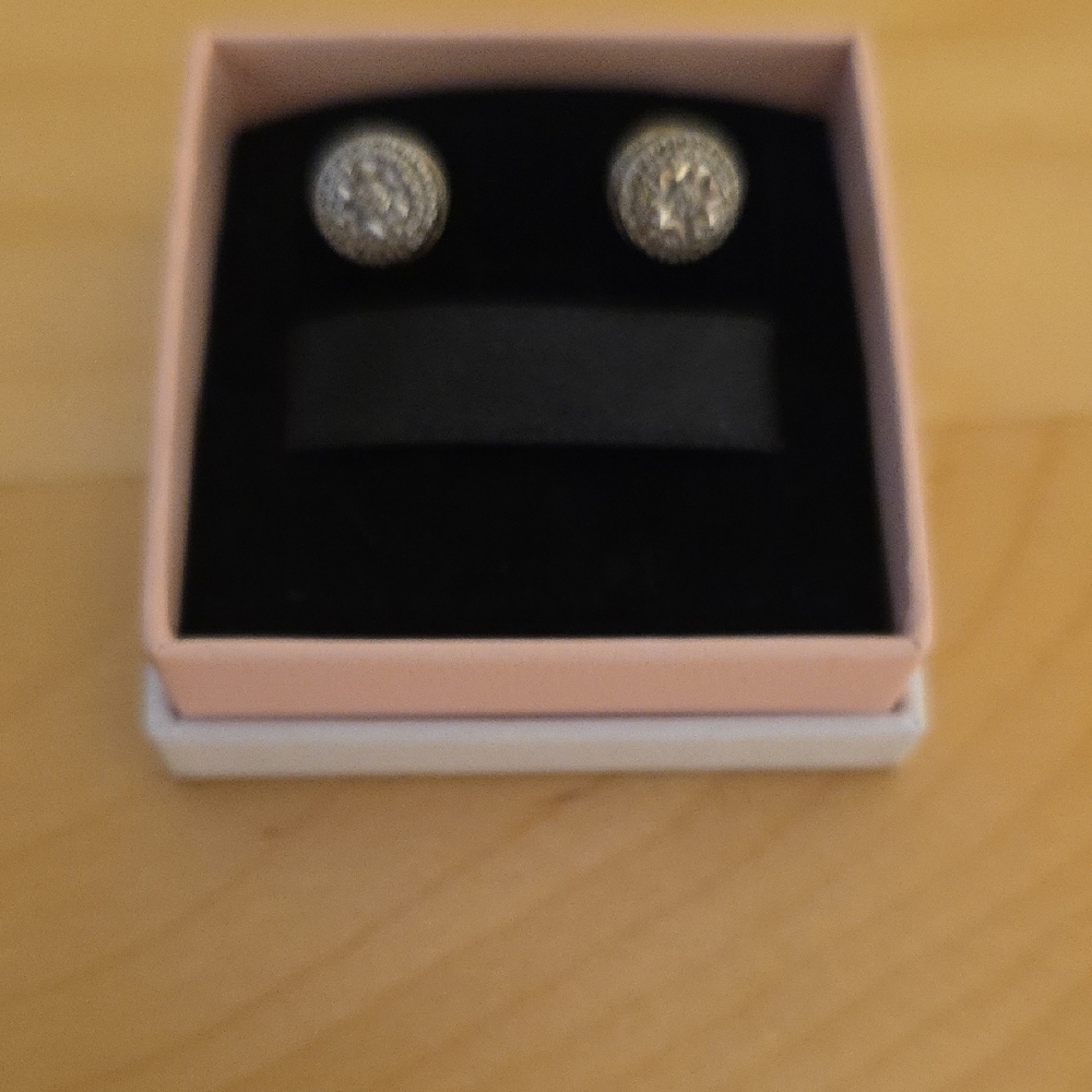 Elegant Silver and Diamond Stud Earrings